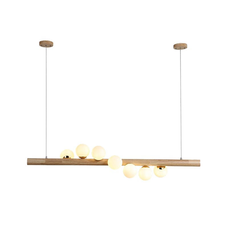 Contemporary Wood Kitchen Island Lighting Globe Shaded Ceiling Light for Room