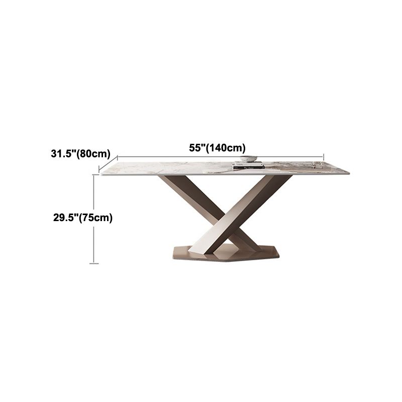 Modern Rectangle Dining Table Sintered Stone Pedestal Table for Home