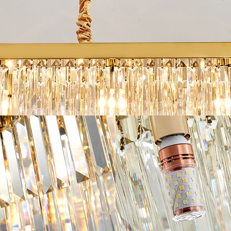 Clear/Smoke Gray Crystal Shaded LED Chandelier 31.5" W Modern Rectangle Pendant Lamp over Island