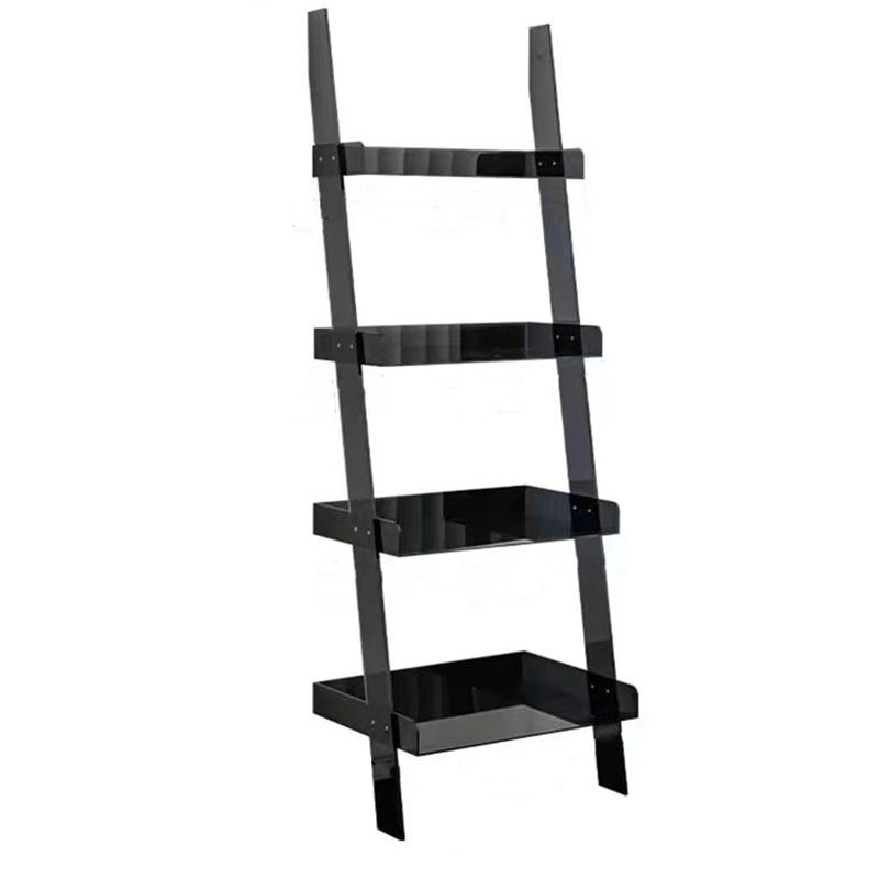 Contemporary Open Back Bookshelf Ladder Acrylic Bookcase with Shelves