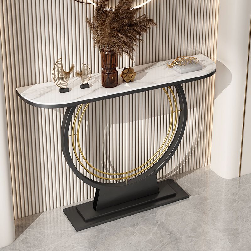 11" Wide Stone Console Table Contemporary Half Moon Sofa Table
