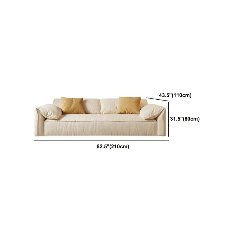 Ivory Faux Leather Sofa Wear-resistant Sewn Pillow Back Sofa