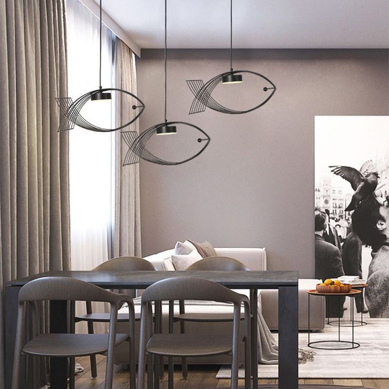 Forme de poisson en une lumière Lumière Light Atest de suspension LED moderne Éclairage d'éclairage pour la cuisine