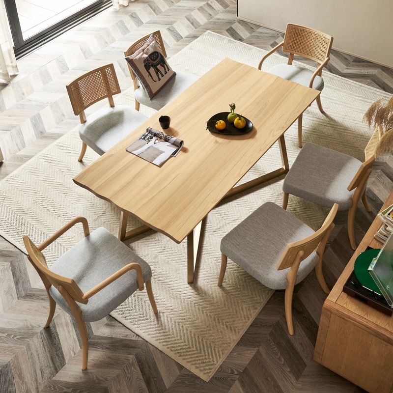 Modern Furniture Set 1/4/7 Pieces Rectangle Table Set with Solid Wood Dining Chairs