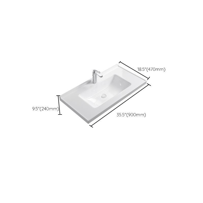 Contemporary Bathroom Sink Rectangular Porcelain Drop-in Bathroom Sink with Pop-Up Drain