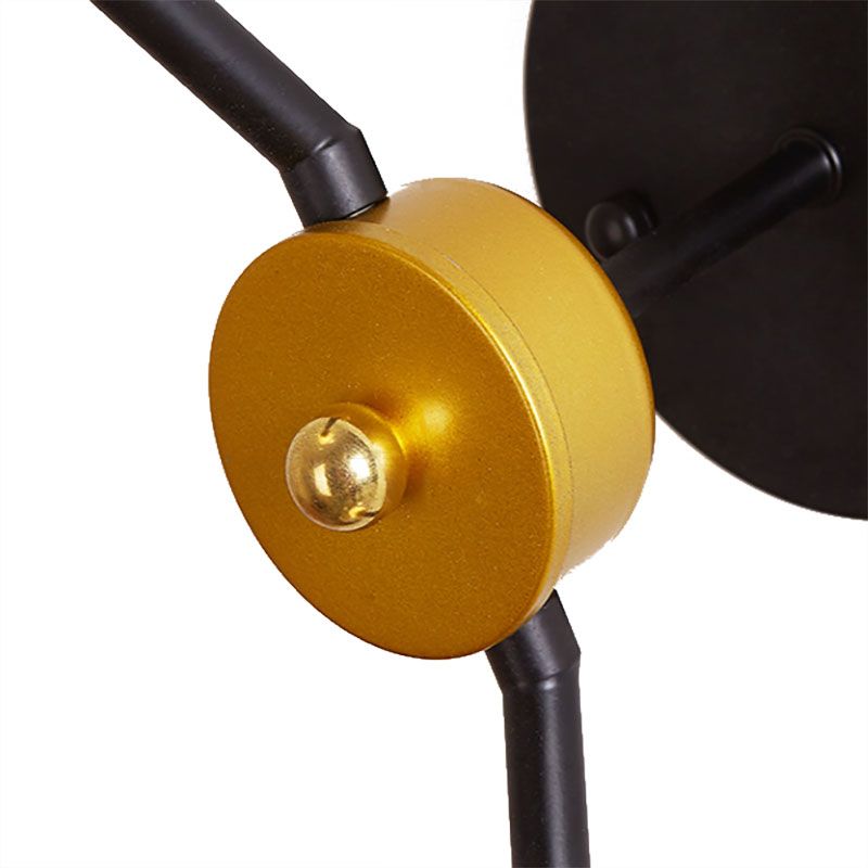 2 Lights Bedroom Sconce Light with Global Clear Glass Shade Modern Black Led Wall Mount Light