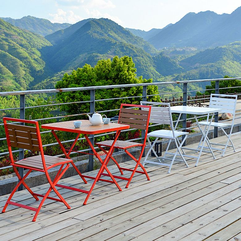 Modern Style 1/3 Pieces Metal Dining Set Reclaimed Wood Table Set for Outdoor