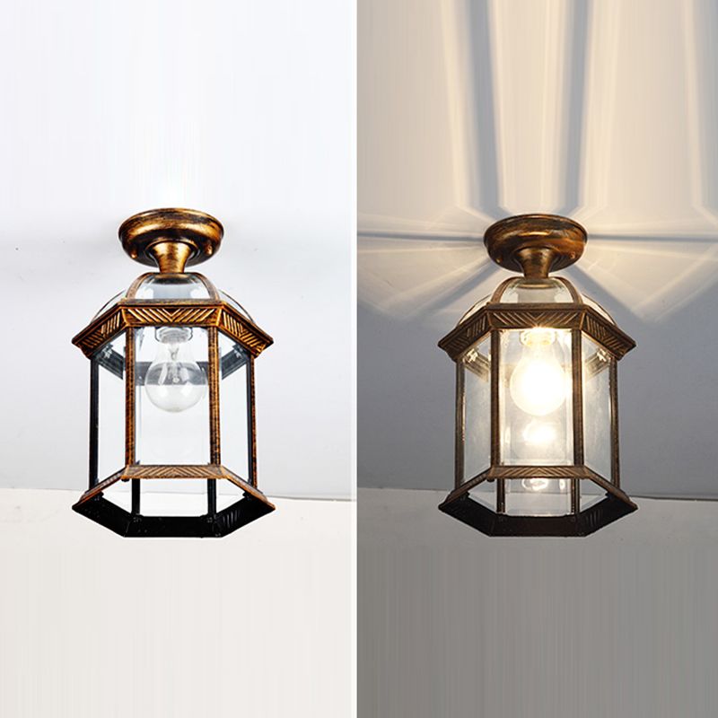 Plafonnier de style traditionnel avec abat-jour en verre transparent, luminaire encastré pour couloir