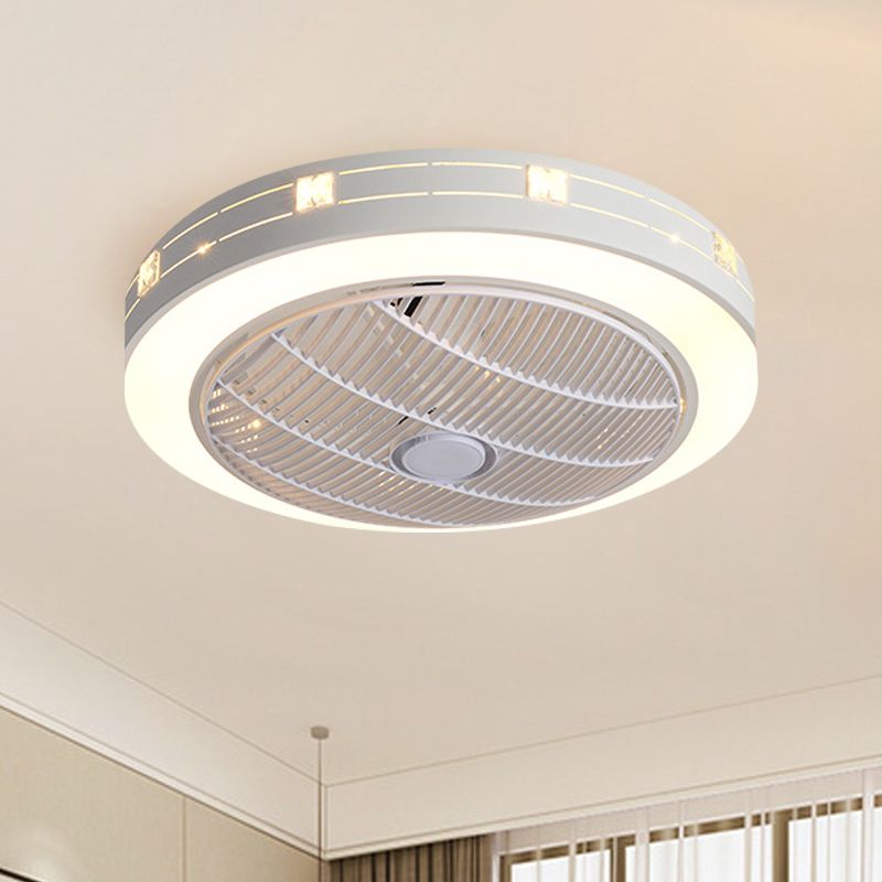 23 "W Round acrylique suspendu au ventilateur modernisme modernisme LED blanc semi-rince