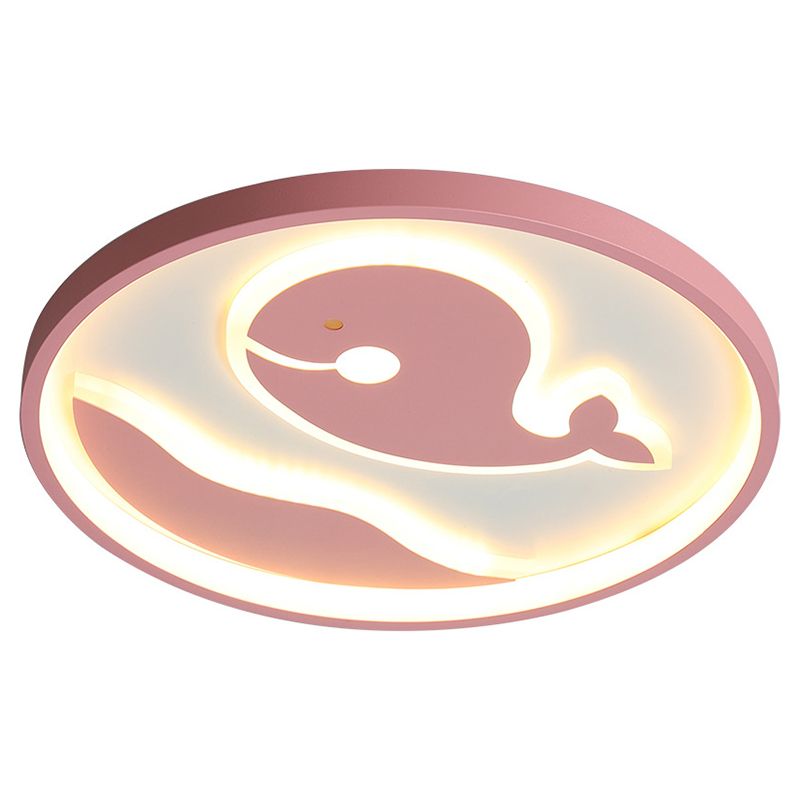 Nordic Metal Flush Mount Light Fixture Cartoon Whale Flush Mount Spotlight for Kids Bedroom