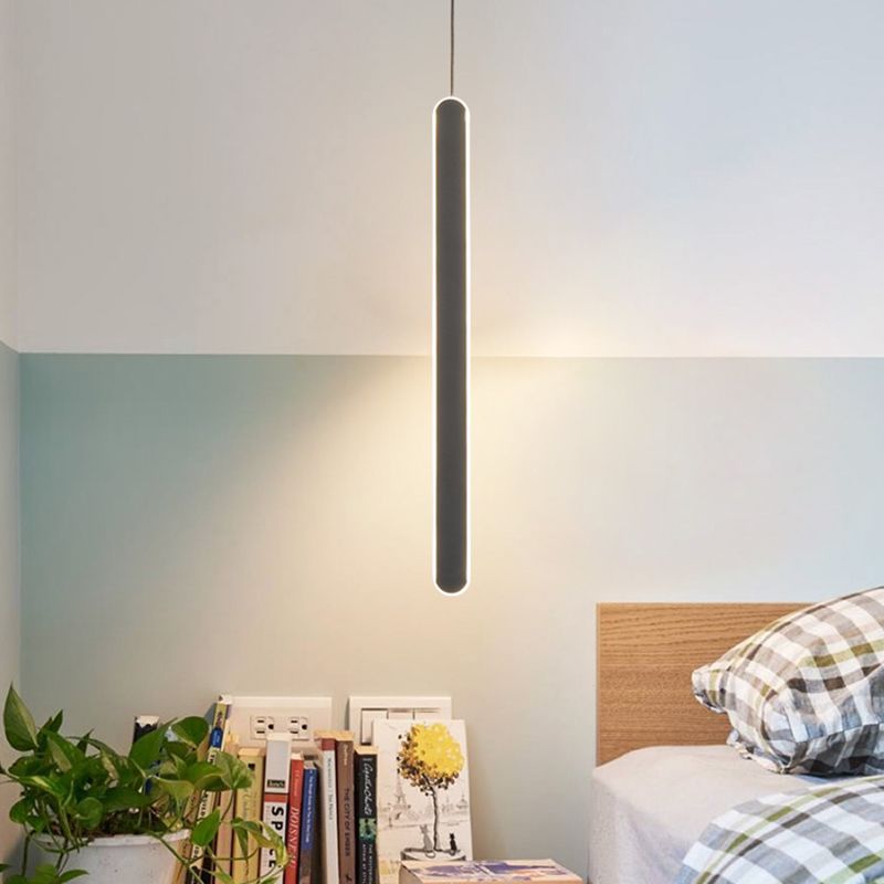 Minimalistische lineare Anhängerbeleuchtung, Acrylschatten um Metallstange hängen Licht