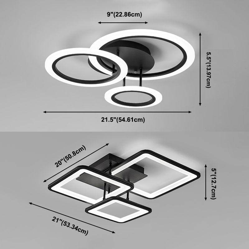 Lámpara de techo LED cuadrada/redonda con pantalla acrílica, luz empotrada moderna