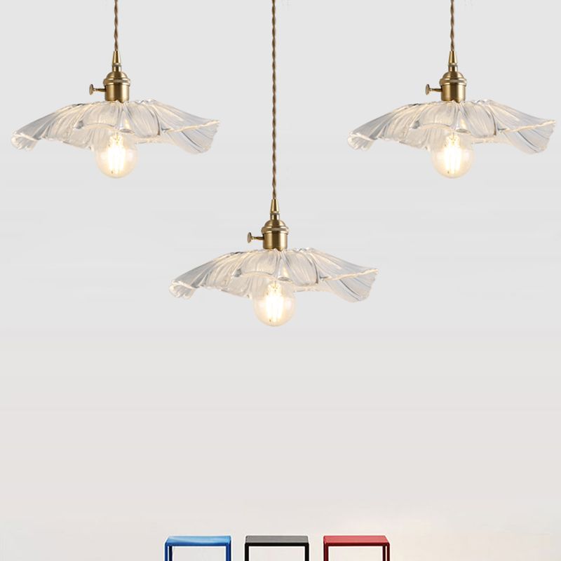 Flower Shape Shade Ceiling Pendant Lamp Vintage Industrial Clear Glass Hanging Light