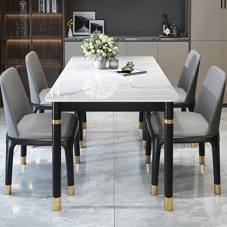 Mesa de comedor rectangular moderno de madera maciza Mesa de piedra sinterizada para comedor y cocina