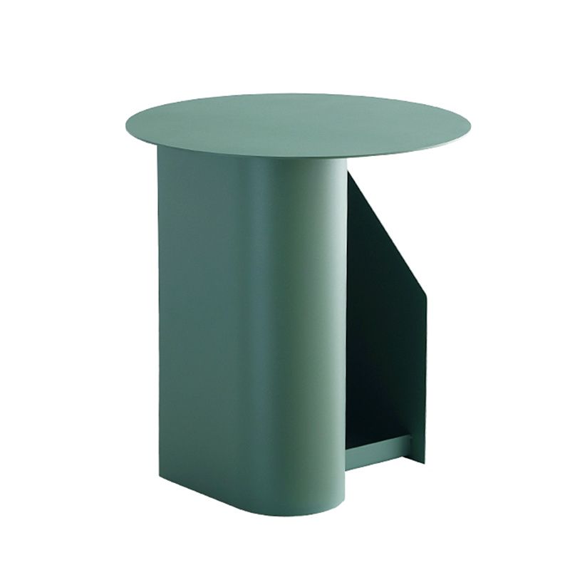 Contemporary Corner Table Round Side Table with Metal Shelves