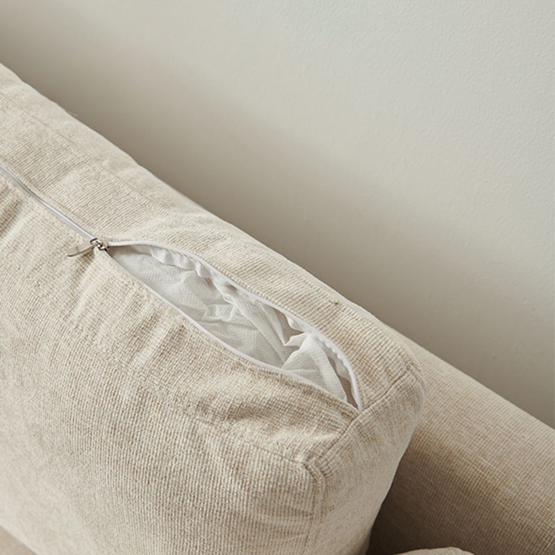 Linen Modern Square Arm Sofa Wooden Standard Sofa for Living Room, Apartment