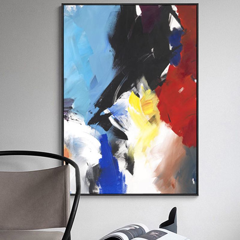 Lichte kleur penseelstreek muur decor abstracte moderne kunst getextureerde canvas print voor lobby