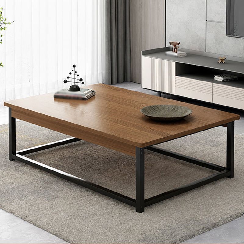 Modern Style Cocktail Table Artificial Wood Tabletop Iron Rectangular Coffee Table