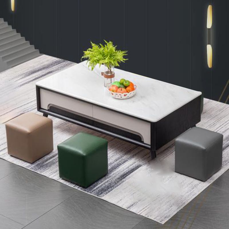 Pink Stain Resistant Pouf Solid Color Square Pouf for Living Room