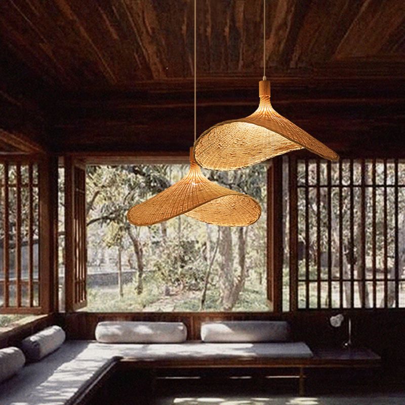 1-Licht-Bambus Hängsbeleuchtung Chinesisches Anhänger Lichtkit für Tea Room