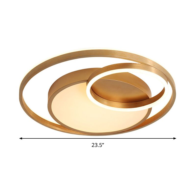 16"/23.5" Wide Circle Acrylic Ceiling Lamp Postmodern Gold LED Flush Mount Light Fixture, Warm Light/White Light/Remote Control Stepless Dimming