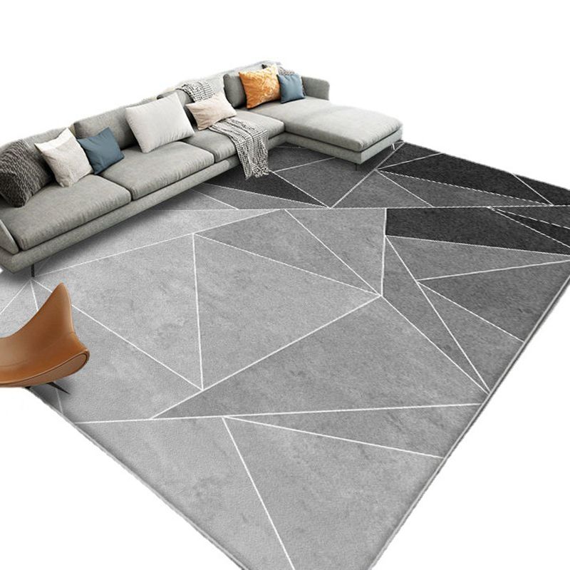 Simple Geometric Rug Indoor Polyester Rug Easy Clean Rug for Living Room and Bedroom