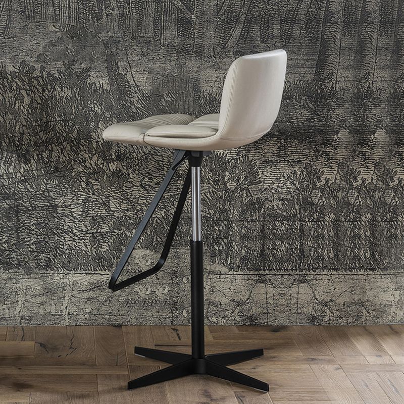 Industrial Armless Counter Stool Leather Adjustable Height Bar Stool for Indoor