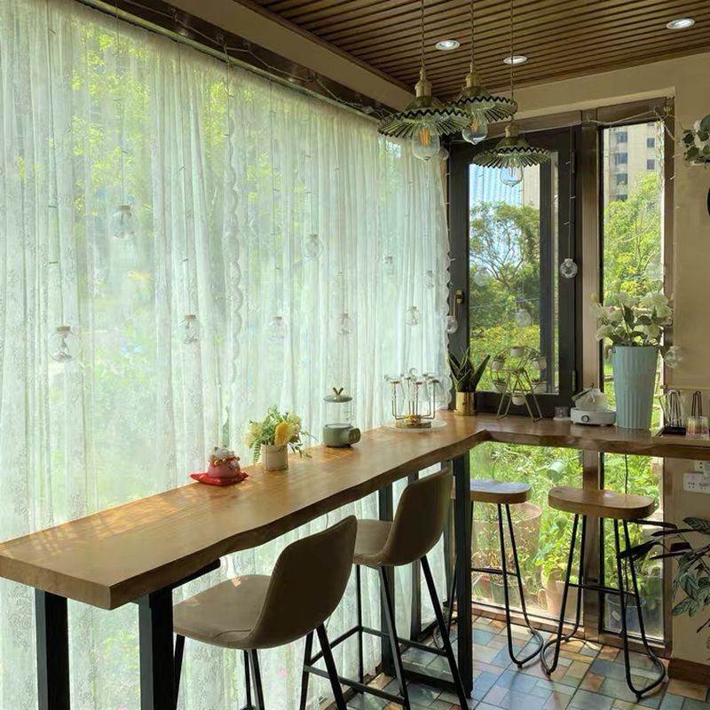 Brown Modern Style Bar Table Solid Wood and Iron Kitchen Bar Table