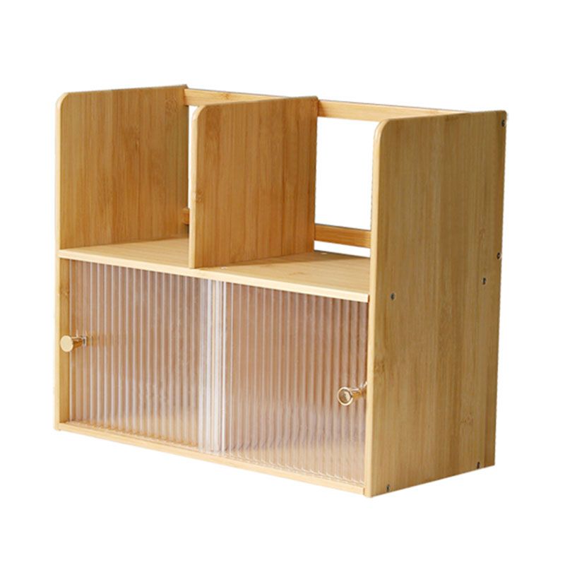 Contemporary Closed Back Bamboo Bookshelf Glass Bookcase for Home and Office