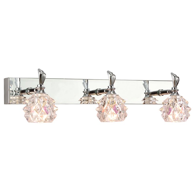 1 / 2 / 3 / 4 - Light Chrome Bath Lighting Glass Shade Adjustable Bath Sconce