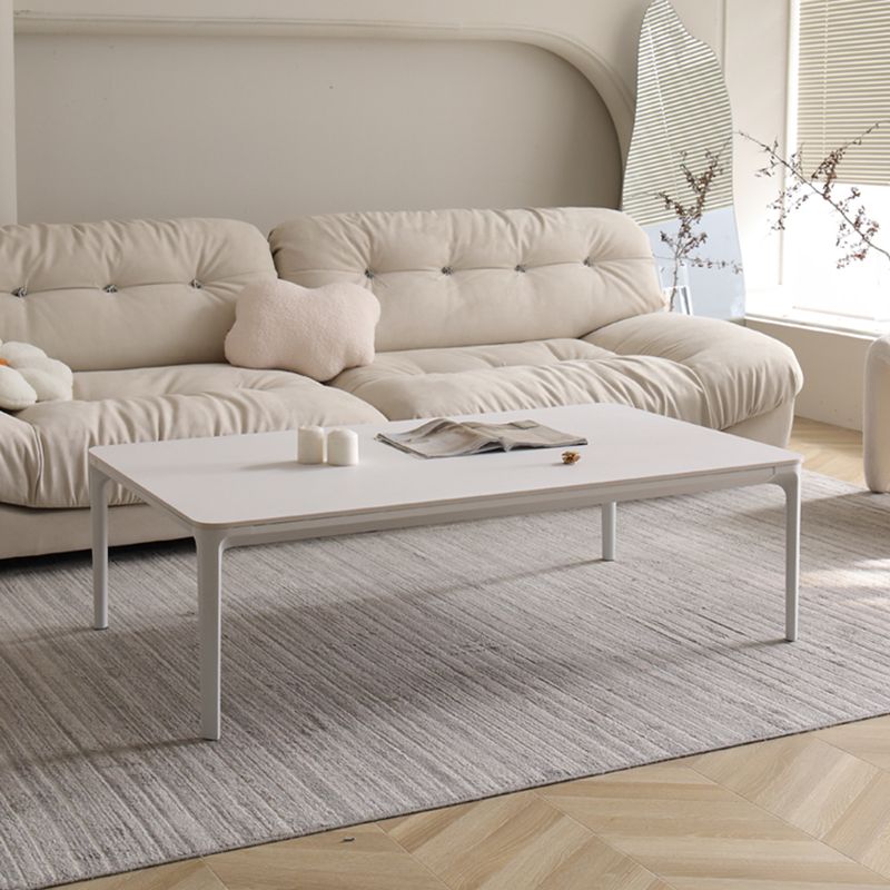Modern Style 4 Legs White Metal Base Slate Rectangular Coffee Table for Living Room