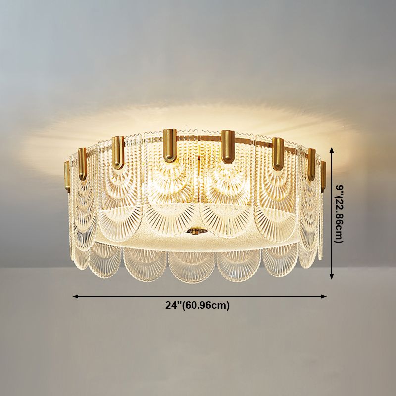 Lampade da incasso in metallo Lampade da soffitto tradizionali a semi-incasso con paralume in vetro