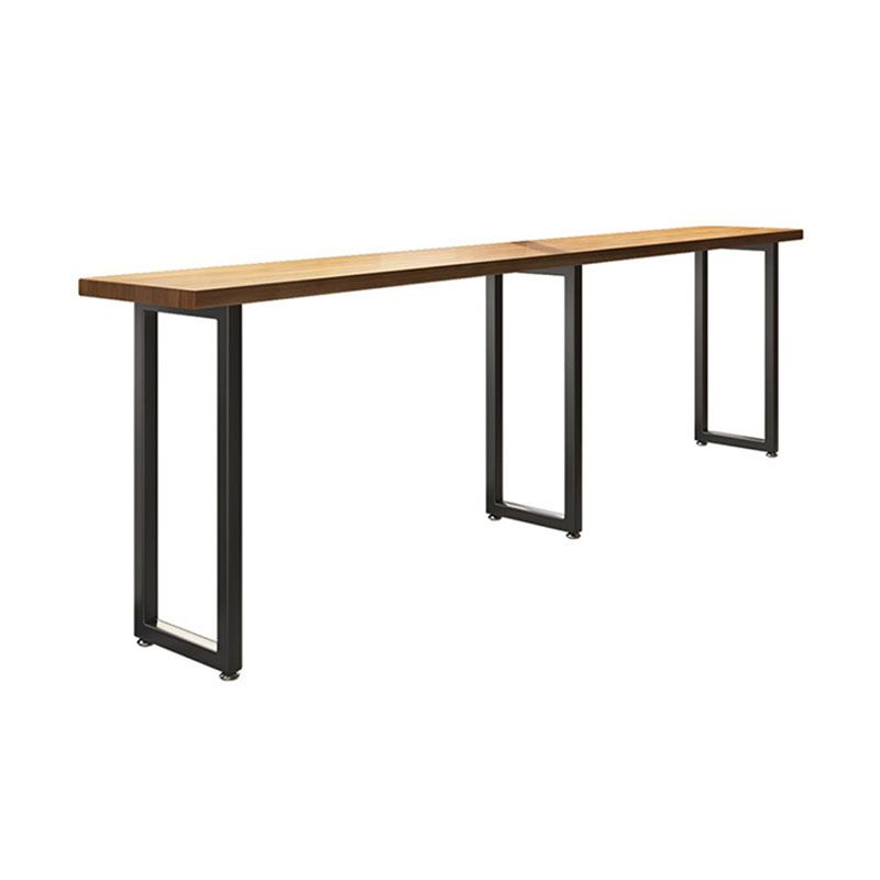 Modern Wood Pub Table with Rectangle Table Top Black Trestle Table with 42-inch Height