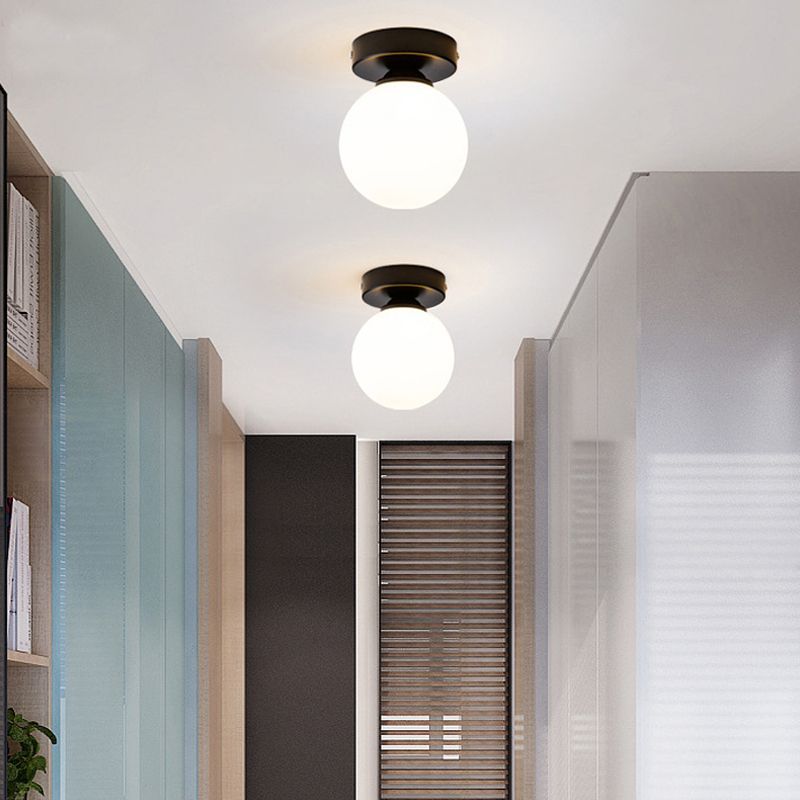 Plafonnier encastré pour allée, plafonnier de style moderne avec abat-jour rond en verre