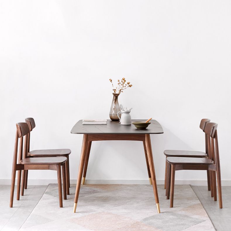 Modern Standard Height Furniture 5/7 Pcs Solid Wood 4 Legs Dinette Table with Chair