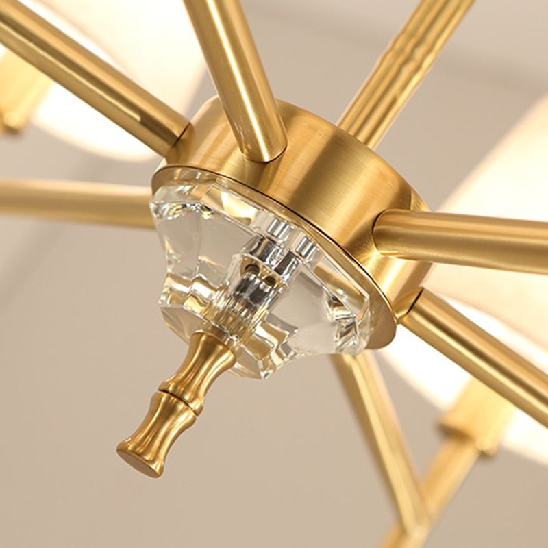 Baril salon suspendu kit d'éclairage de tissu 6 lumières luminaire de lustre moderne en laiton