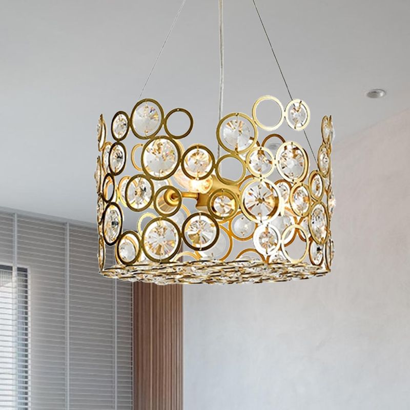 Luz de techo colgante con incrustaciones de cristal Postmodernas 3 cabezas Candelier de comedor Iluminación