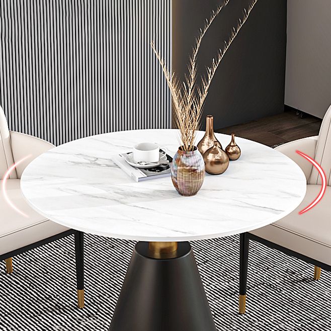 Mesa de cena de piedra sinterizada de lujo tradicional con base de pedestal