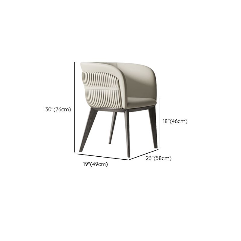 Modern Simple White Arm Chair Wooden Base Dining Arm Chair for Home Use