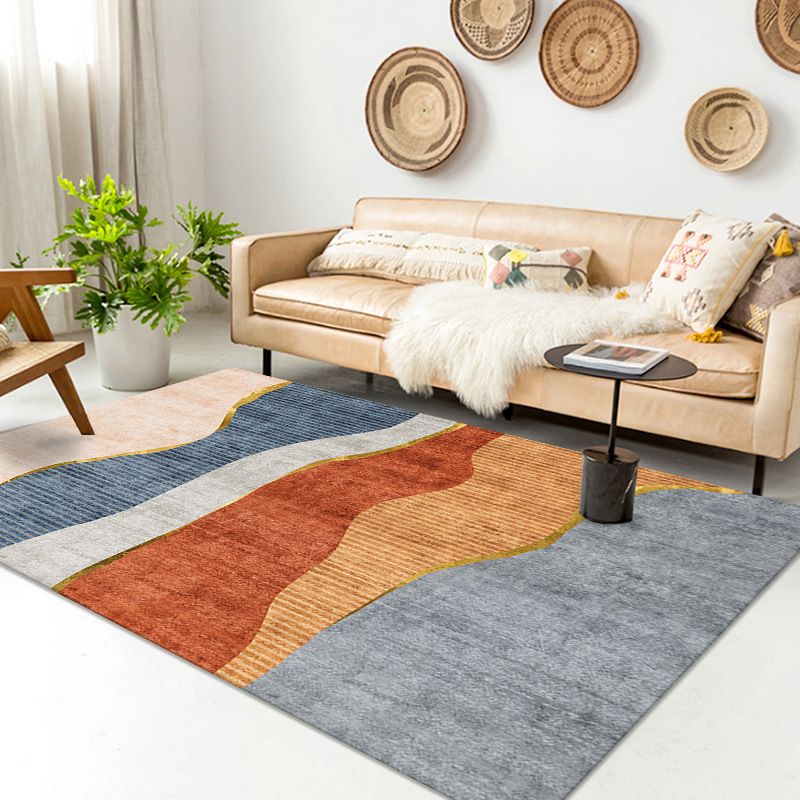 Orange Modern Rug Polyester Semicycle Rug Non-Slip Backing Rug for Home Decor
