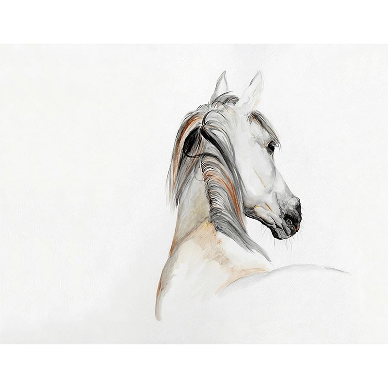 Chinese Wall Mural for Guest Room, Horse in Grey and Brown, Personalized Size Available