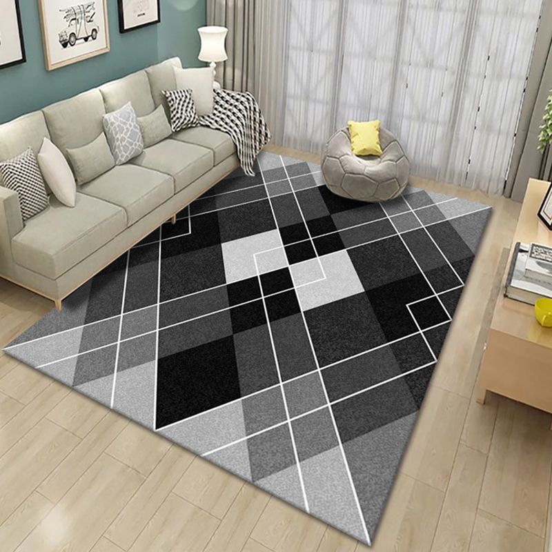 Living Room Rug Modern Geometric Area Rug Polyester Non-Slip Backing Carpet
