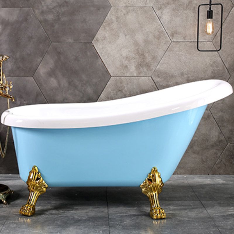 Modern Acrylic Bathtub Back to Wall with Golden Feet and Drain Bath Tub for Bathroom