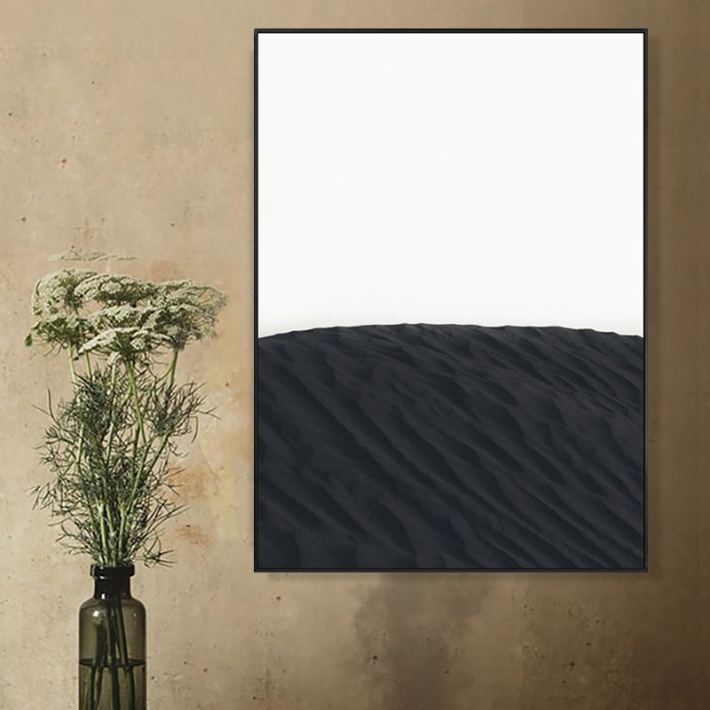 Scandinavian Stylish Hill Scenery Wall Art Decor Black Dining Room Wrapped Canvas