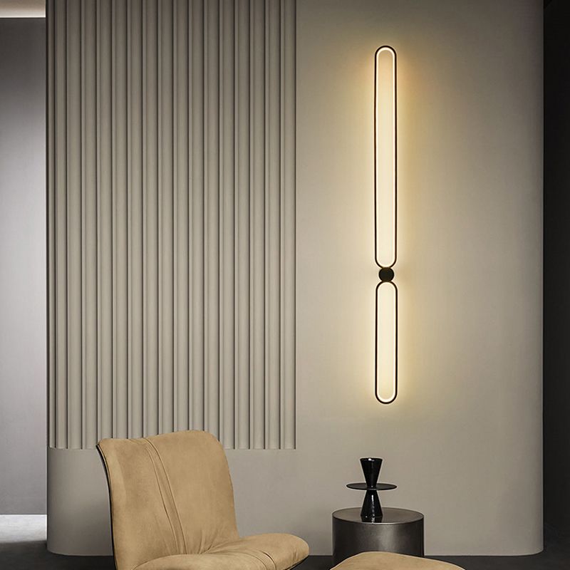 Linear Shape Metal Wall Mount Light Modern Style 2-Lights Wall Light Sconce in Black
