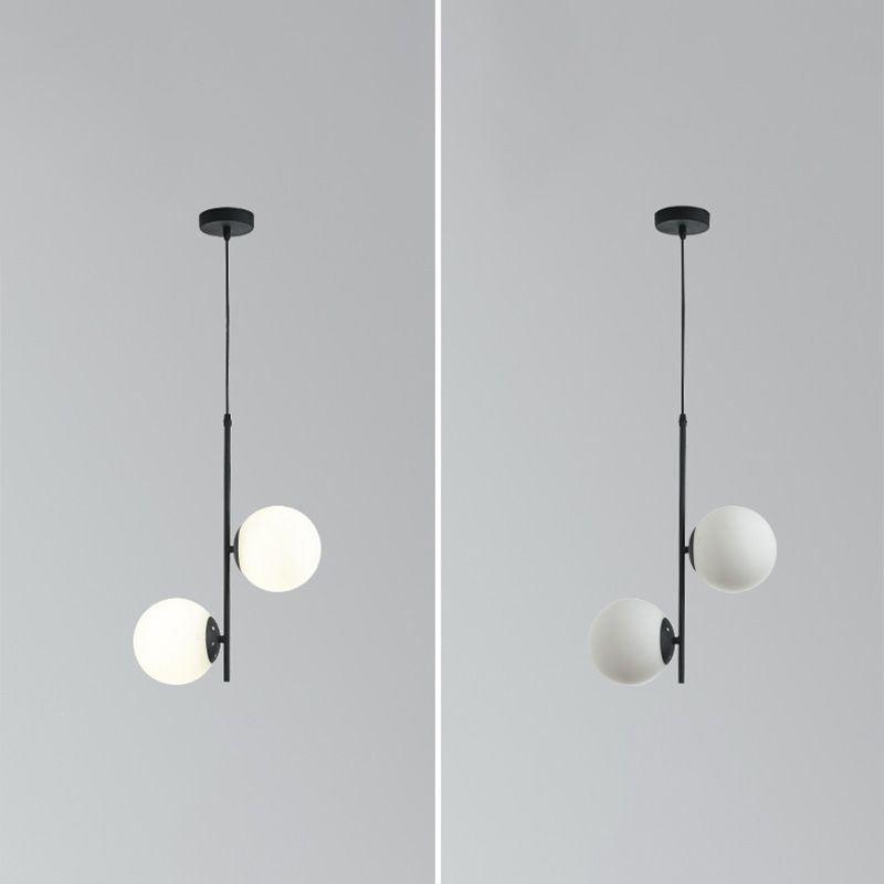 2 Lichte bolvormige tak Hangende lichten Moderne stijl Glazen hangende verlichting voor slaapkamer