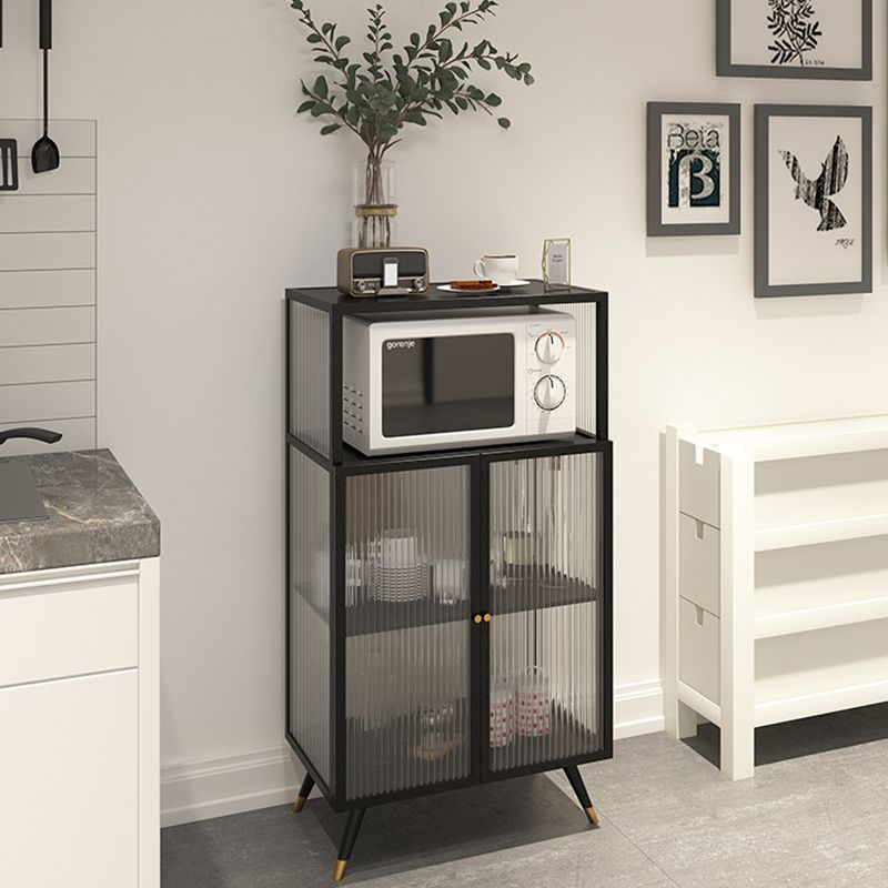 Contemporary Curio Cabinet Metal Glass Doors Display Stand for Dining Room
