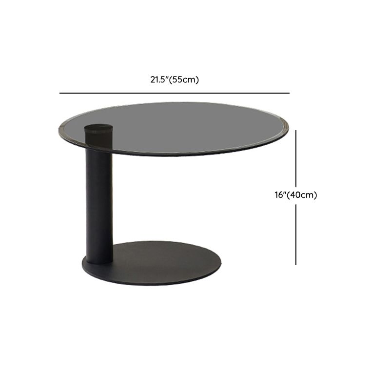 Round Wood Cocktail Table Set with 2 Drawers Modern Walnut Coffee Table