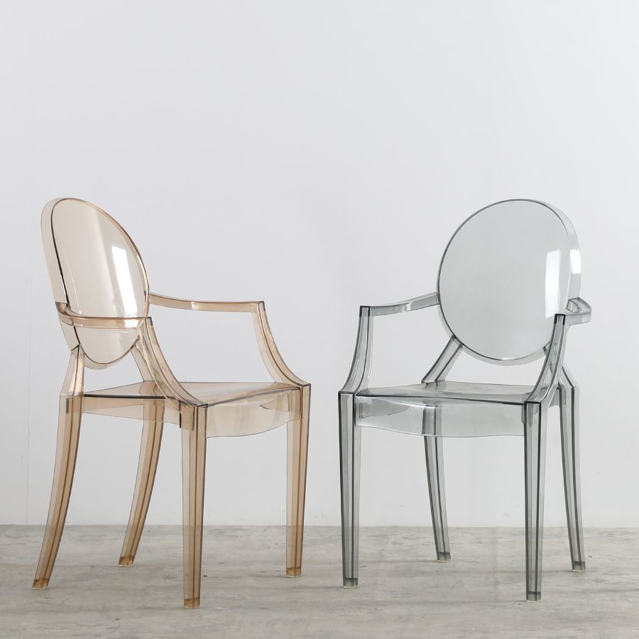 Silla de comedor de estilo escandinavo Silla de comedor de acrílico con respaldo abierto para el hogar con brazo
