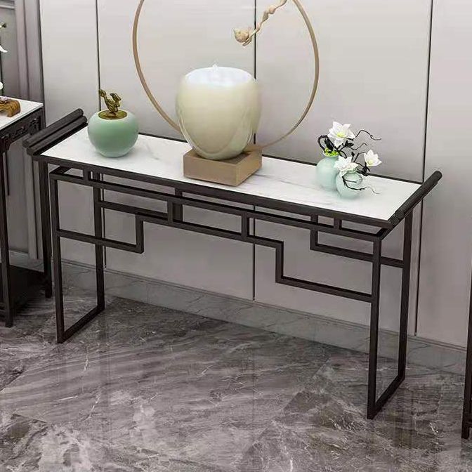 11"W Contemporary Console Table Stone White Rectangle Console Sofa Table